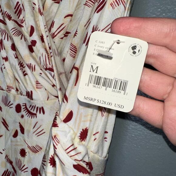 Free People Daria Floral Print Halter Maxi Dress NWT White/Red Size Medium - Picture 5 of 6